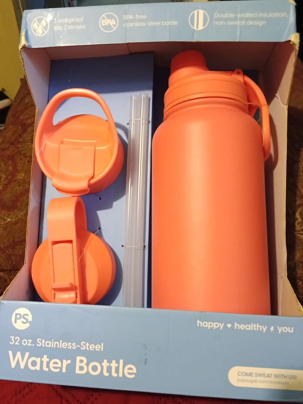 32 oz Stainless-Steel Water Bottle - Coral